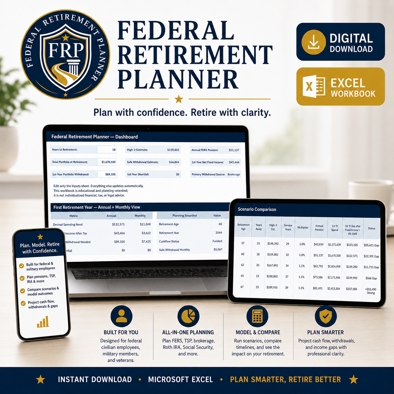 Federal Retirement Planner Excel Workbook product image